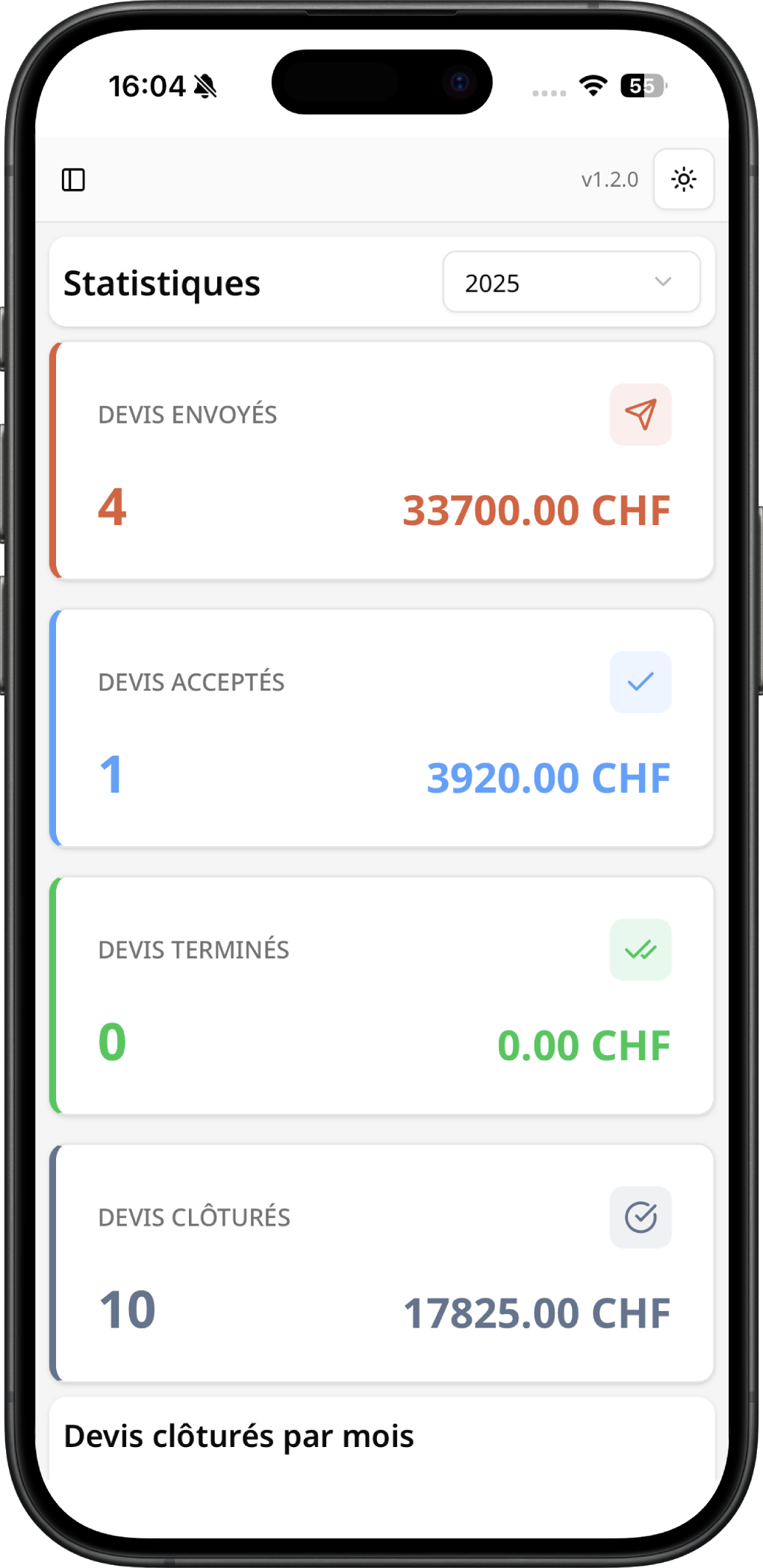 Bismuth - Application de gestion de devis sur mobile